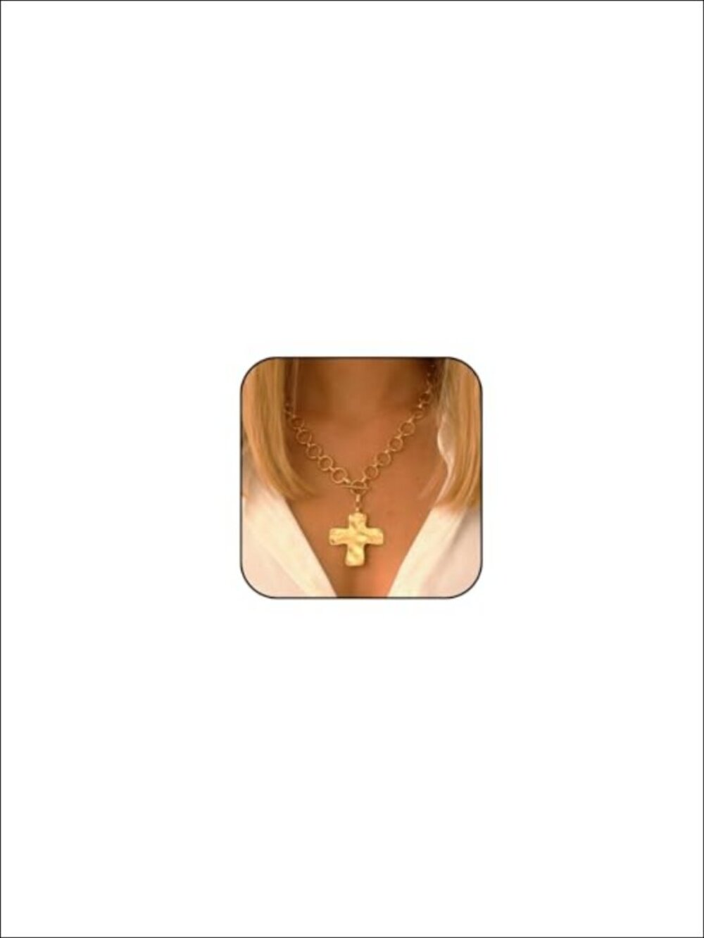 Chunky Hammered Cross Pendant Necklace 19.7 Inch
